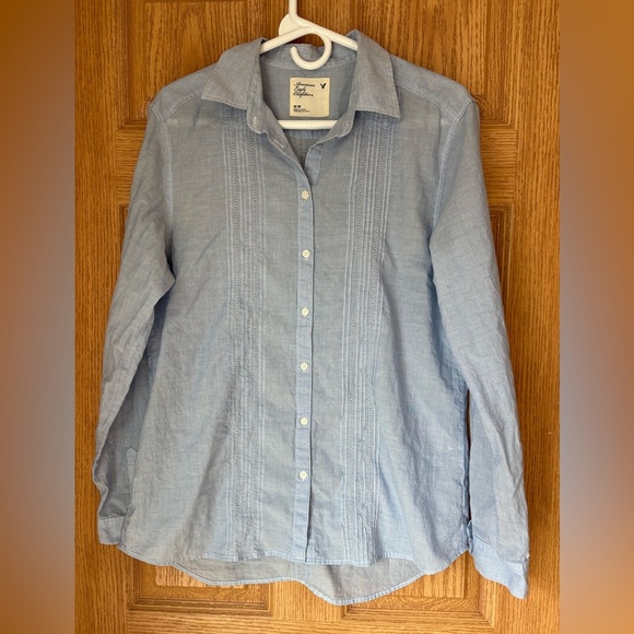 American Eagle Outfitters Button Down
Shirt Womens M Boyfriend Fit Blue - Picture 1 of 9